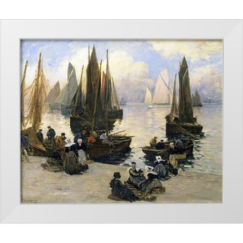 Port Breton White Modern Wood Framed Art Print by Legout-Gerard, Fernand