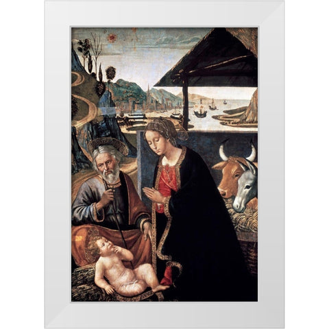 Adoration of the Infant Jesus White Modern Wood Framed Art Print by Mainardi, Sebastiano