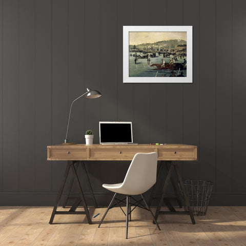 Horse Track White Modern Wood Framed Art Print by Manet, Edouard