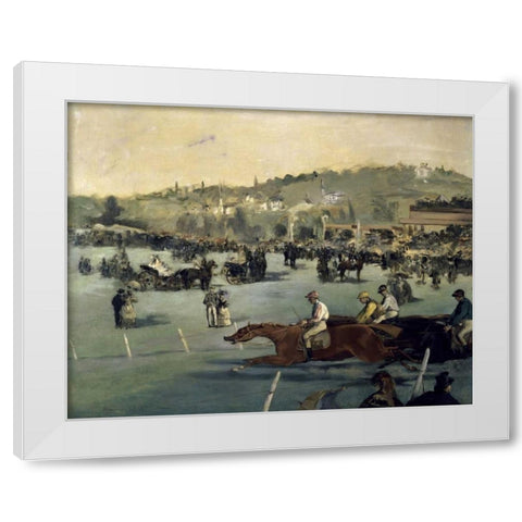 Horse Track White Modern Wood Framed Art Print by Manet, Edouard