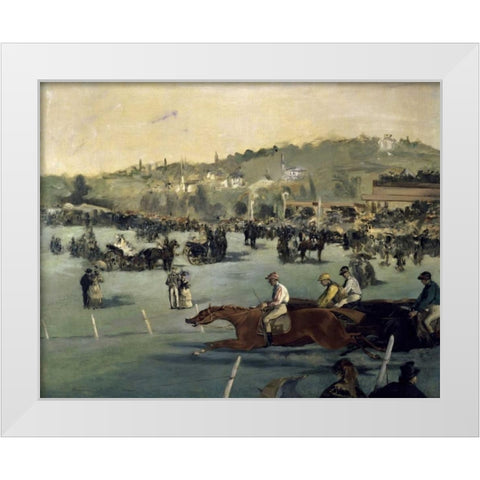 Horse Track White Modern Wood Framed Art Print by Manet, Edouard