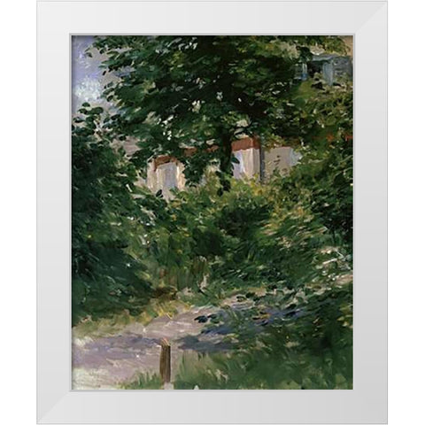 Path in the Rueil Garden White Modern Wood Framed Art Print by Manet, Edouard