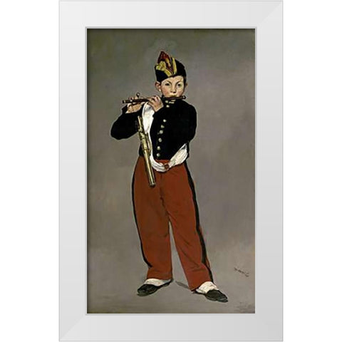 The Fifer White Modern Wood Framed Art Print by Manet, Edouard