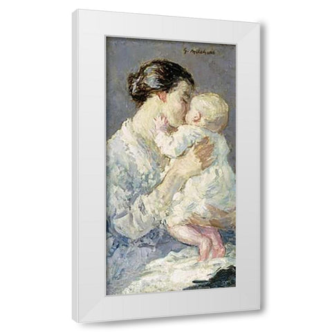 Julia Payne and Her Son Ivan White Modern Wood Framed Art Print by Melchers, Gari