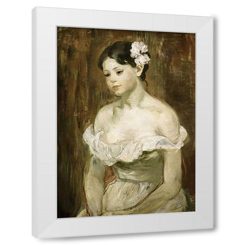 Portrait of a Young Girl White Modern Wood Framed Art Print by Morisot, Berthe