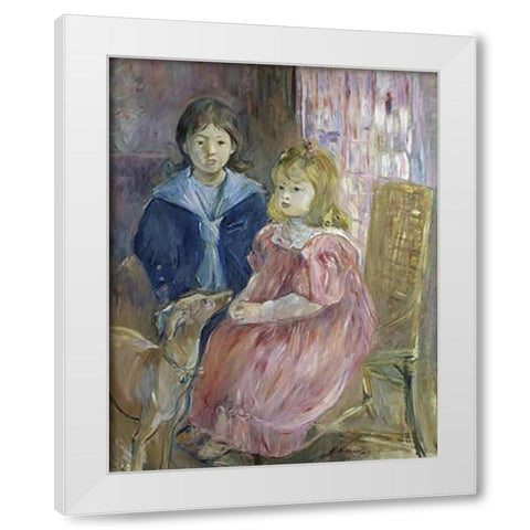The Gabriel Children White Modern Wood Framed Art Print by Morisot, Berthe