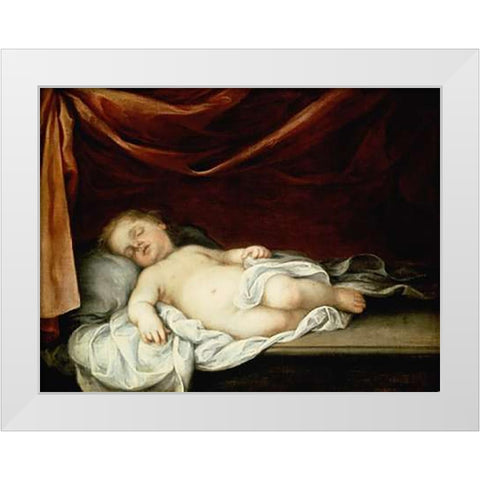 The Museumist Child Asleep White Modern Wood Framed Art Print by Murillo, Bartolome Esteban