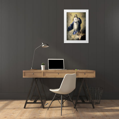 The Immaculate Conception White Modern Wood Framed Art Print by Murillo, Bartolome Esteban