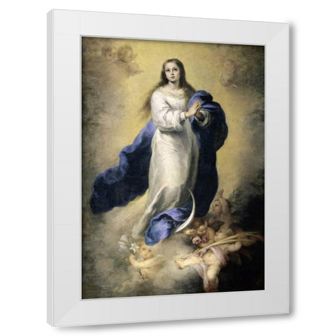 The Immaculate Conception White Modern Wood Framed Art Print by Murillo, Bartolome Esteban