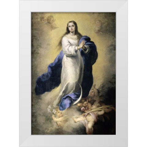 The Immaculate Conception White Modern Wood Framed Art Print by Murillo, Bartolome Esteban