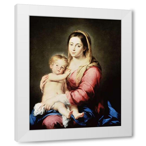 The Virgin and Child White Modern Wood Framed Art Print by Murillo, Bartolome Esteban