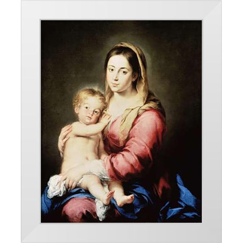 The Virgin and Child White Modern Wood Framed Art Print by Murillo, Bartolome Esteban