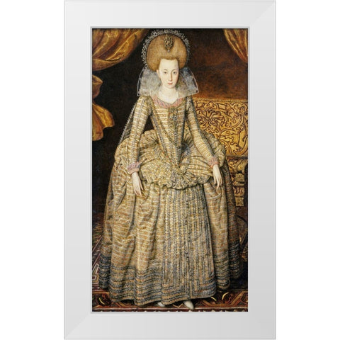 Portrait of Queen Elizabeth of Bohemia White Modern Wood Framed Art Print by Peake, Robert