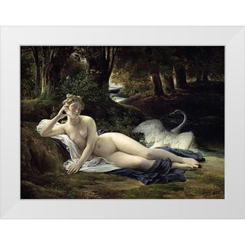 Leda White Modern Wood Framed Art Print by Picot, Francois Eduard