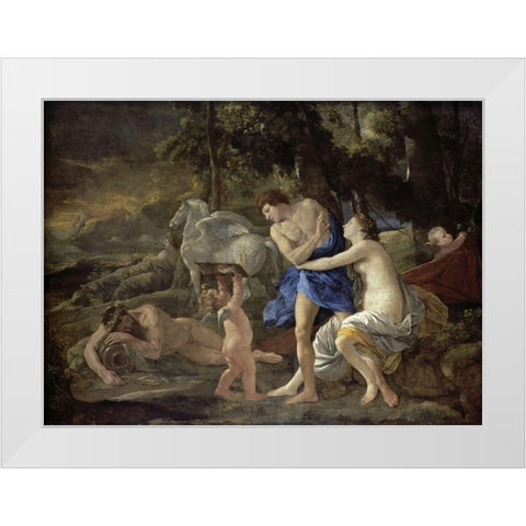 Cephalus and Aurora White Modern Wood Framed Art Print by Poussin, Nicolas