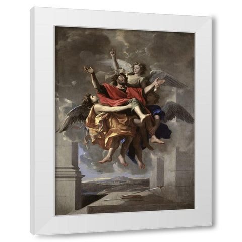 Ecstasy of St. Paul White Modern Wood Framed Art Print by Poussin, Nicolas