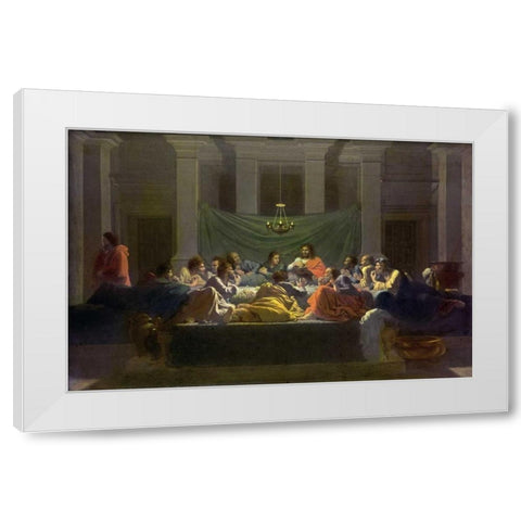 The Last Supper White Modern Wood Framed Art Print by Poussin, Nicolas