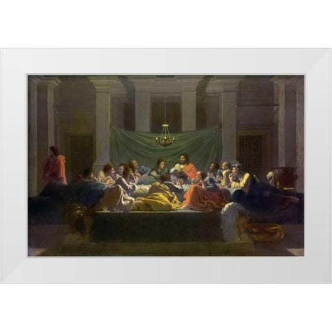 The Last Supper White Modern Wood Framed Art Print by Poussin, Nicolas