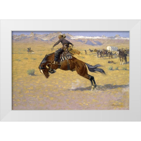 Cold Morning in the Range - duplicate of 268456 White Modern Wood Framed Art Print by Remington, Frederic