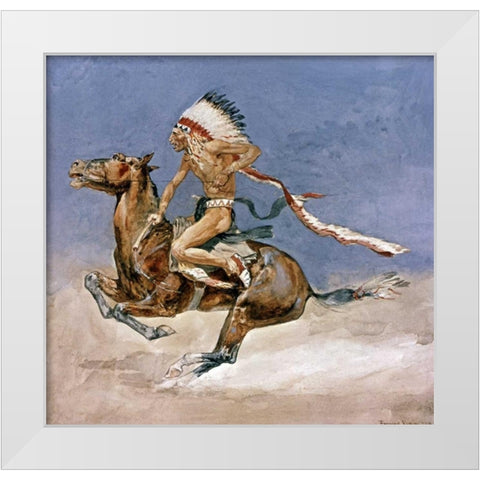Pony War Dance White Modern Wood Framed Art Print by Remington, Frederic