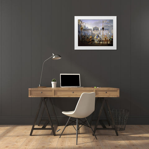 A Fourteenth Century Tournament White Modern Wood Framed Art Print by Revoil, Pierre Henri