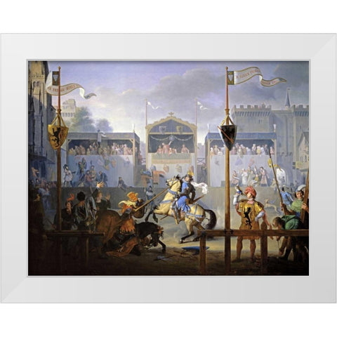 A Fourteenth Century Tournament White Modern Wood Framed Art Print by Revoil, Pierre Henri