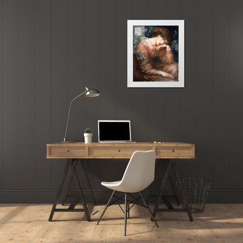 Reverie White Modern Wood Framed Art Print by Rossetti, Dante Gabriel