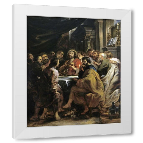The Last Supper White Modern Wood Framed Art Print by Rubens, Peter Paul