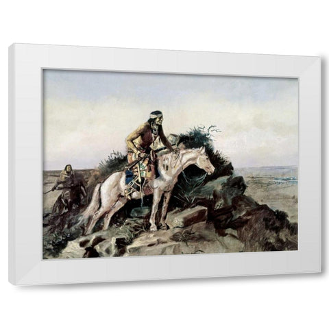 The Lookout White Modern Wood Framed Art Print by Russell, Charles M.