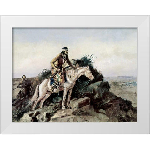 The Lookout White Modern Wood Framed Art Print by Russell, Charles M.