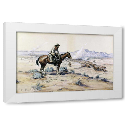 The Trail Boss White Modern Wood Framed Art Print by Russell, Charles M.