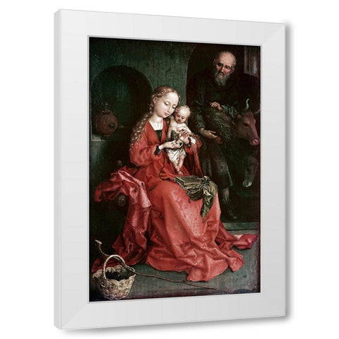 The Holy Family White Modern Wood Framed Art Print by Schongauer, Martin