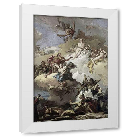 Apotheosis of Aeneas White Modern Wood Framed Art Print by Tiepolo, Giovanni Battista