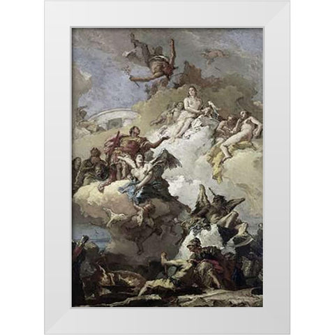 Apotheosis of Aeneas White Modern Wood Framed Art Print by Tiepolo, Giovanni Battista