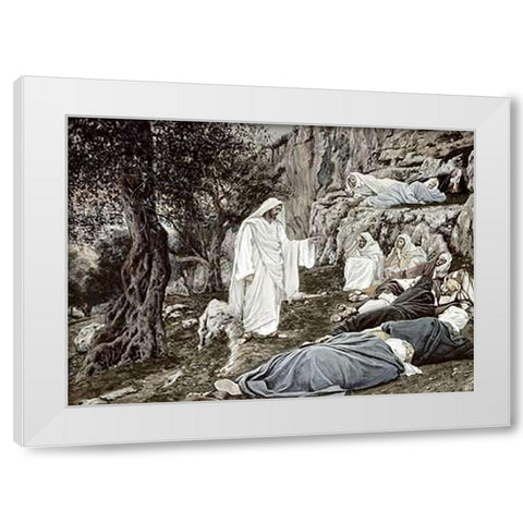 Jesus Commands his Disciples to Rest White Modern Wood Framed Art Print by Tissot, James