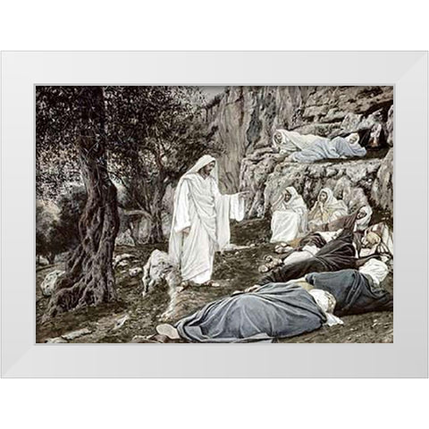 Jesus Commands his Disciples to Rest White Modern Wood Framed Art Print by Tissot, James