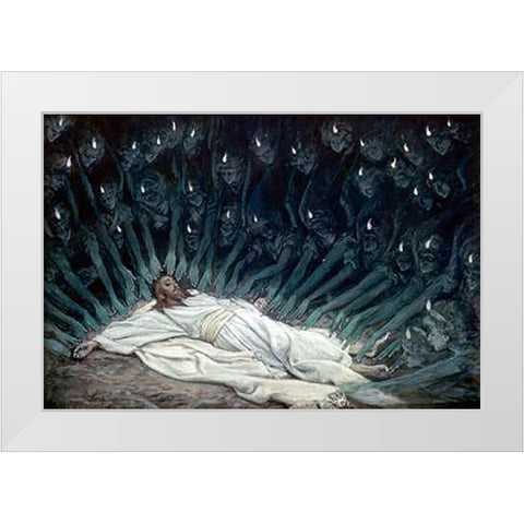 Jesus Ministered to by Angels White Modern Wood Framed Art Print by Tissot, James
