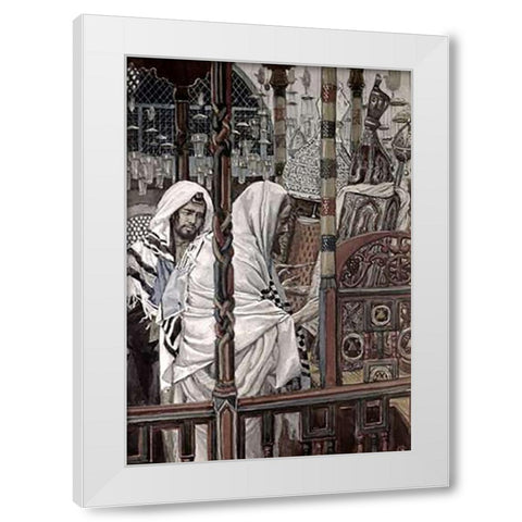 Jesus Teaching In The Synagogue White Modern Wood Framed Art Print by Tissot, James