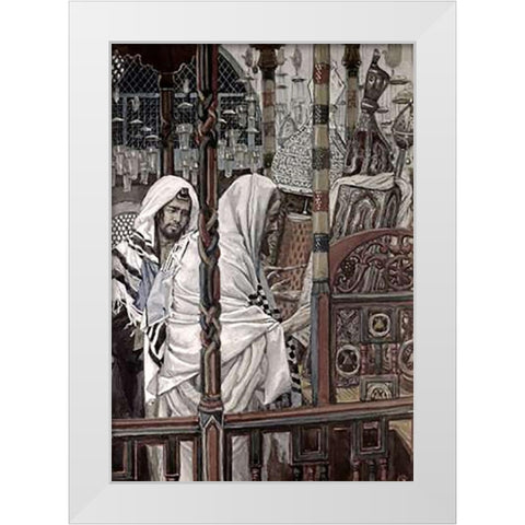 Jesus Teaching In The Synagogue White Modern Wood Framed Art Print by Tissot, James