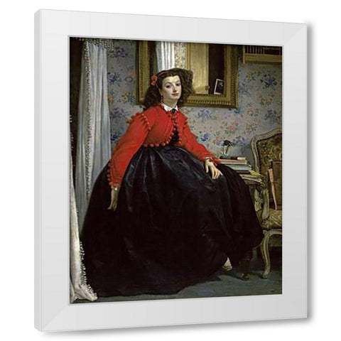 Young Woman in a Short Red Jacket White Modern Wood Framed Art Print by Tissot, James