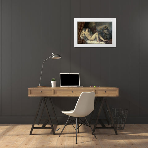 Danae White Modern Wood Framed Art Print by Titian