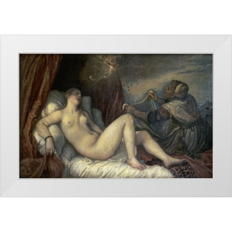 Danae White Modern Wood Framed Art Print by Titian