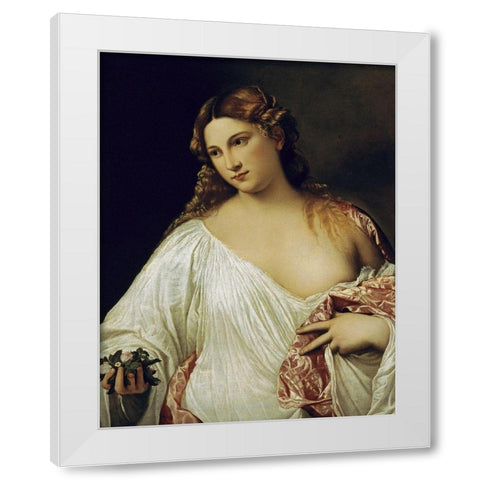 Flora White Modern Wood Framed Art Print by Titian