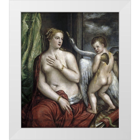 Leda and the Swan White Modern Wood Framed Art Print by Titian