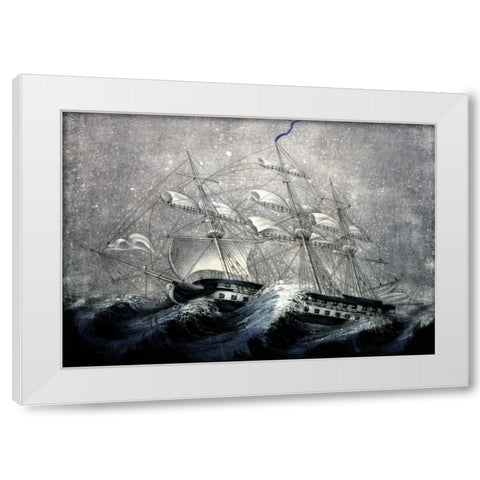 A Squall off Cape Horn White Modern Wood Framed Art Print by Unknown