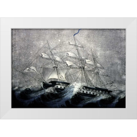 A Squall off Cape Horn White Modern Wood Framed Art Print by Unknown