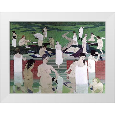 Le Bain Au Soir dEte White Modern Wood Framed Art Print by Vallotton, Felix