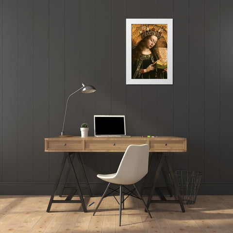 The Virgin: Ghent Altarpiece White Modern Wood Framed Art Print by Van Eyck, Jan