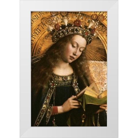 The Virgin: Ghent Altarpiece White Modern Wood Framed Art Print by Van Eyck, Jan