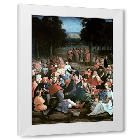 Miracle of the Loaves and the Fishes White Modern Wood Framed Art Print by Van Leyden, Lucas